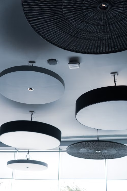 Ceiling-mounted audio system and camera